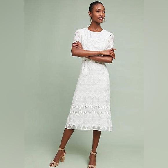 Anthropologie Eri + Ali White Swann Dress - Picture 2 of 12